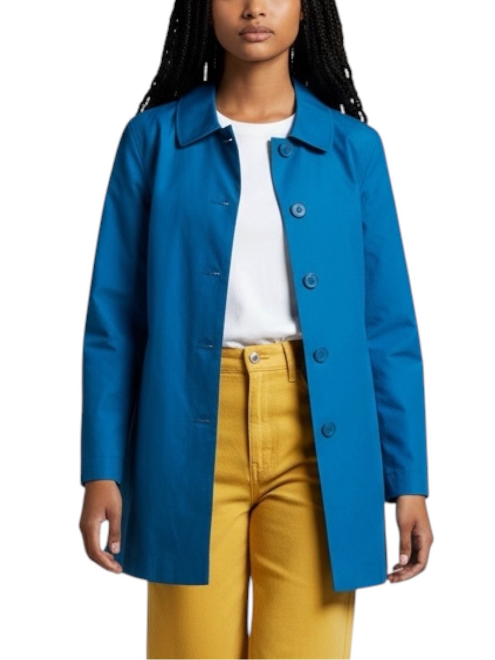 Old Navy Blue Trench CabinCore Lightweight Cotton Long Jacket Size L
